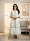 White Silk Kurti with Long...